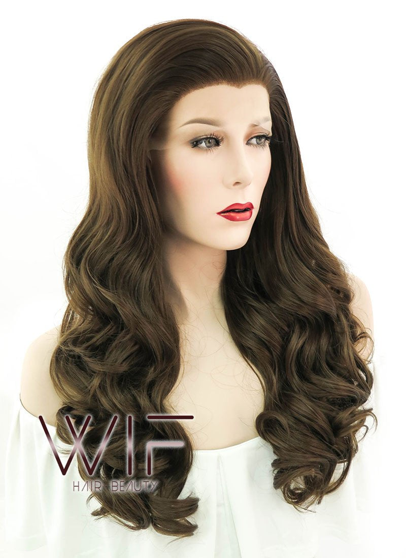 24" Wavy Brown Lace Front Synthetic Wig LF122