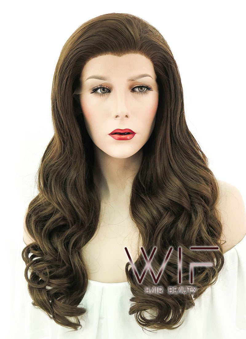 24" Wavy Brown Lace Front Synthetic Wig LF122
