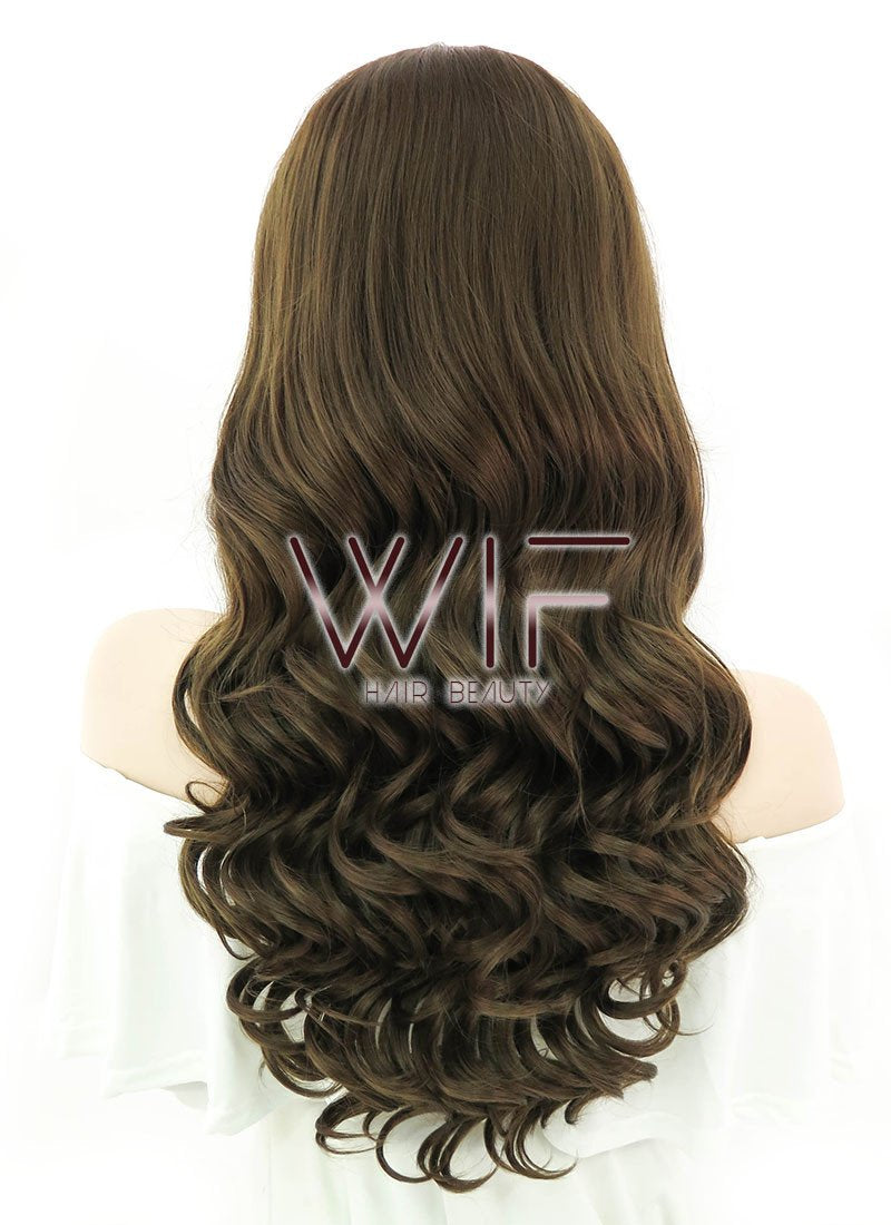 24" Wavy Brown Lace Front Synthetic Wig LF122
