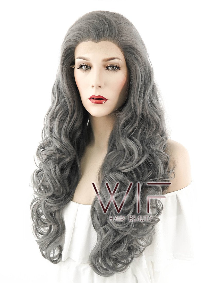 26" Wavy Grey Lace Front Synthetic Wig LF1230