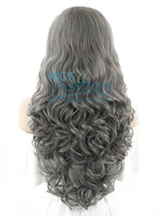26" Long Curly Grey Lace Front Synthetic Hair Wig LF1230