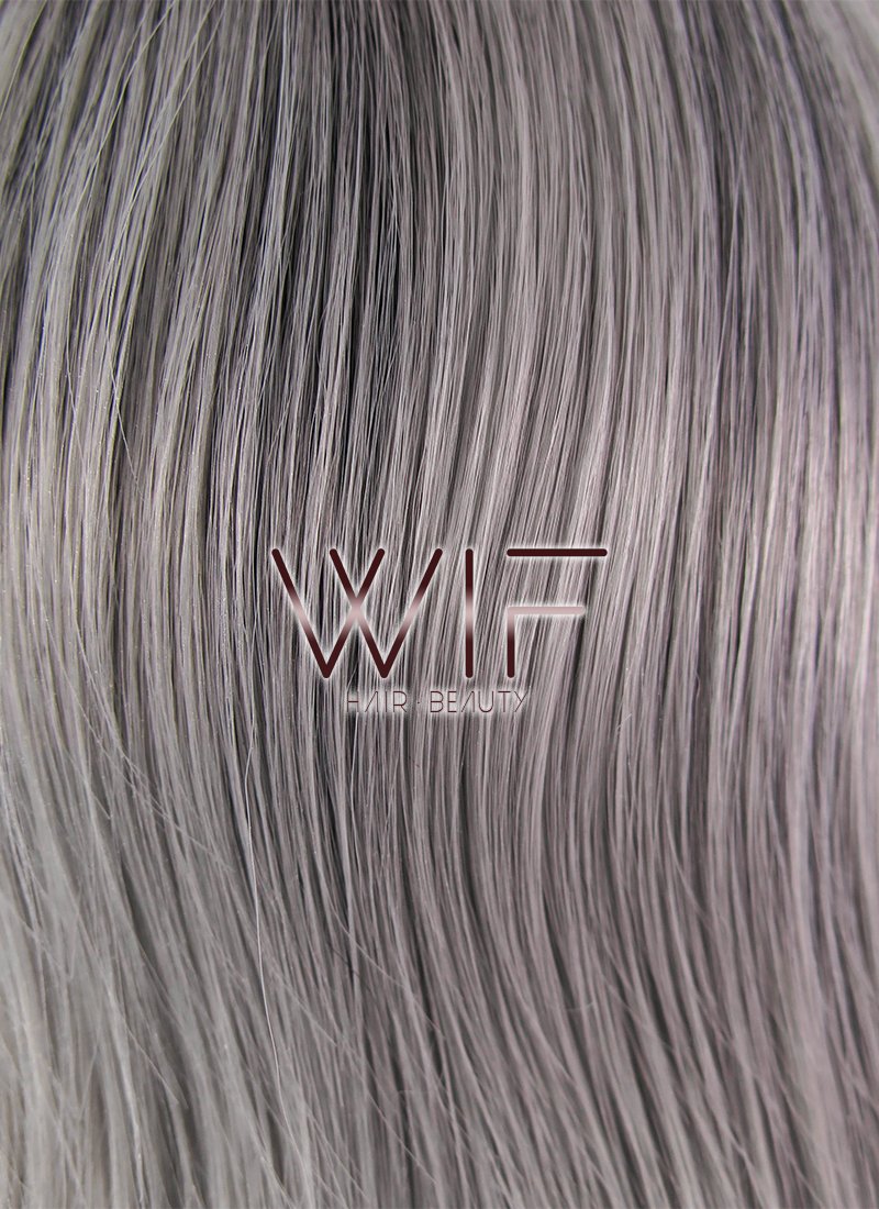 16" Wavy Black Grey Ombre Lace Front Synthetic Wig LF1232