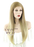 24" Long Straight Mixed Blonde Lace Front Synthetic Hair Wig LF1234