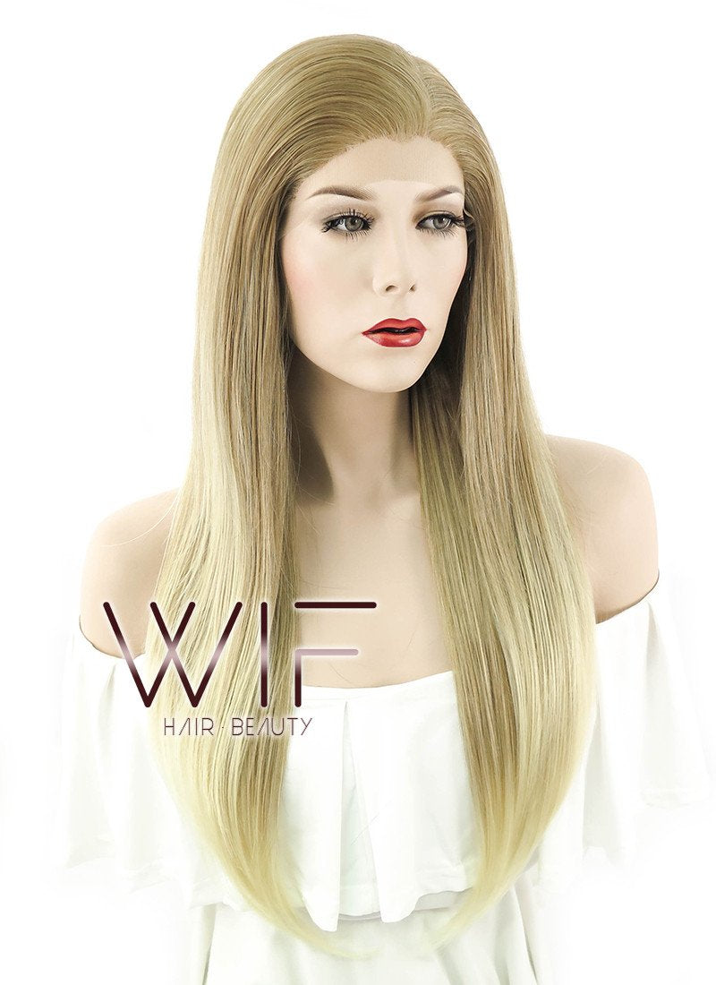 24" Long Straight Mixed Blonde Lace Front Synthetic Hair Wig LF1234