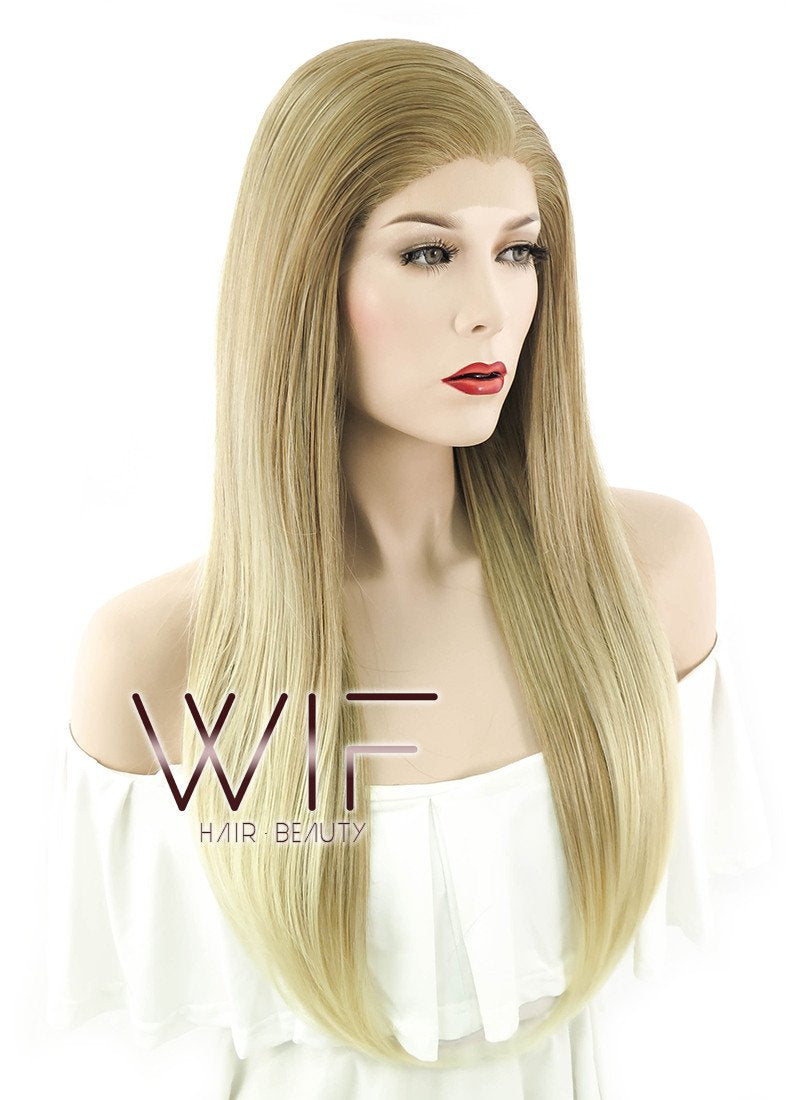 24" Long Straight Mixed Blonde Lace Front Synthetic Hair Wig LF1234