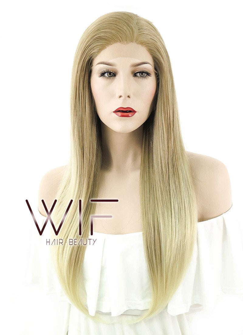 24" Long Straight Mixed Blonde Lace Front Synthetic Hair Wig LF1234