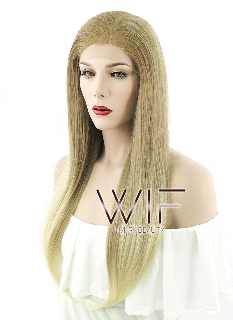 24" Long Straight Mixed Blonde Lace Front Synthetic Hair Wig LF1234