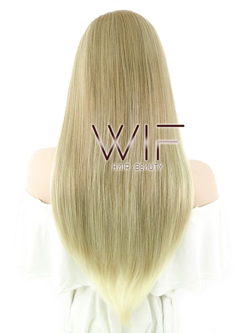 24" Long Straight Mixed Blonde Lace Front Synthetic Hair Wig LF1234