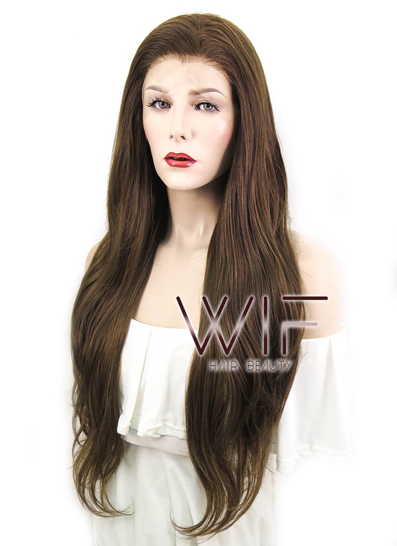 26" Wavy Mixed Brown Lace Front Synthetic Wig LF1235
