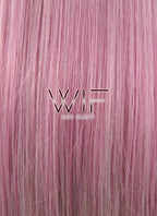 24" Long Straight Pink Mixed Grey with Dark Roots Lace Front Synthetic Hair Wig LF1238