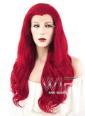 24" Wavy Red Lace Front Synthetic Wig LF123