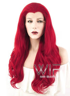24" Wavy Red Lace Front Synthetic Wig LF123