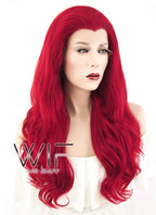 24" Wavy Red Lace Front Synthetic Wig LF123