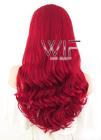 24" Wavy Red Lace Front Synthetic Wig LF123