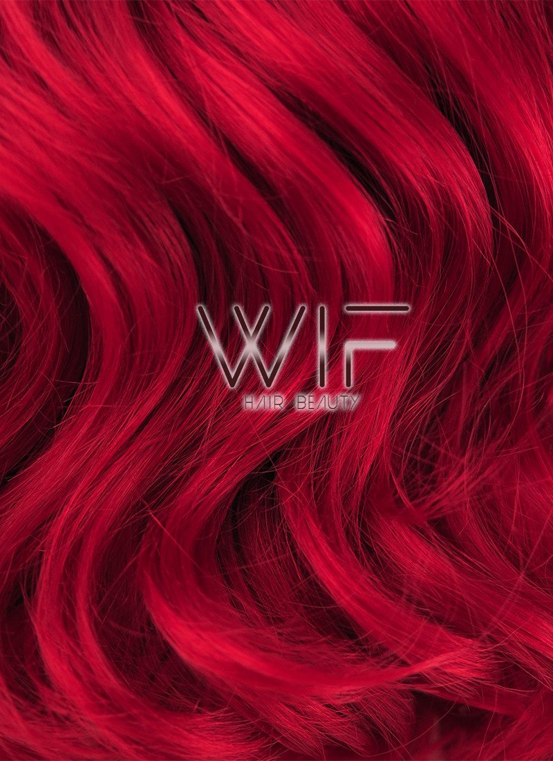 24" Wavy Red Lace Front Synthetic Wig LF123