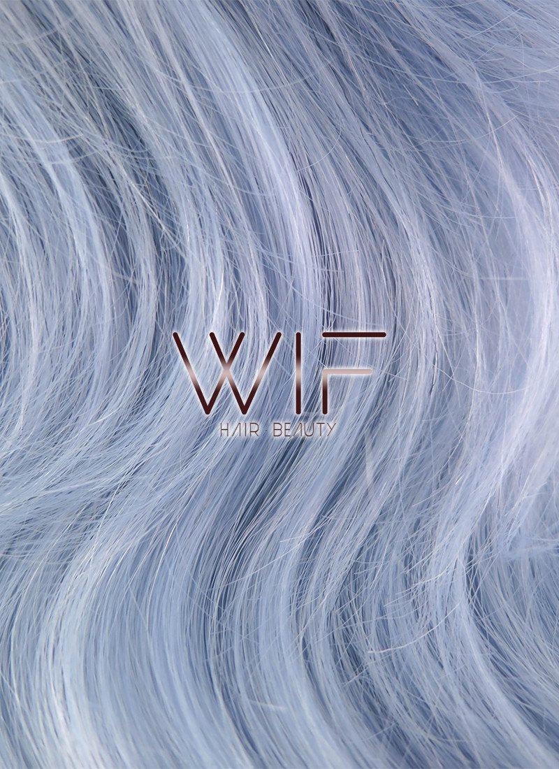 26" Long Curly Light Blue with Dark Roots Lace Front Synthetic Hair Wig LF1240