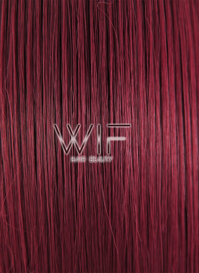 24" Long Straight Dark Burgundy Lace Front Synthetic Hair Wig LF1241