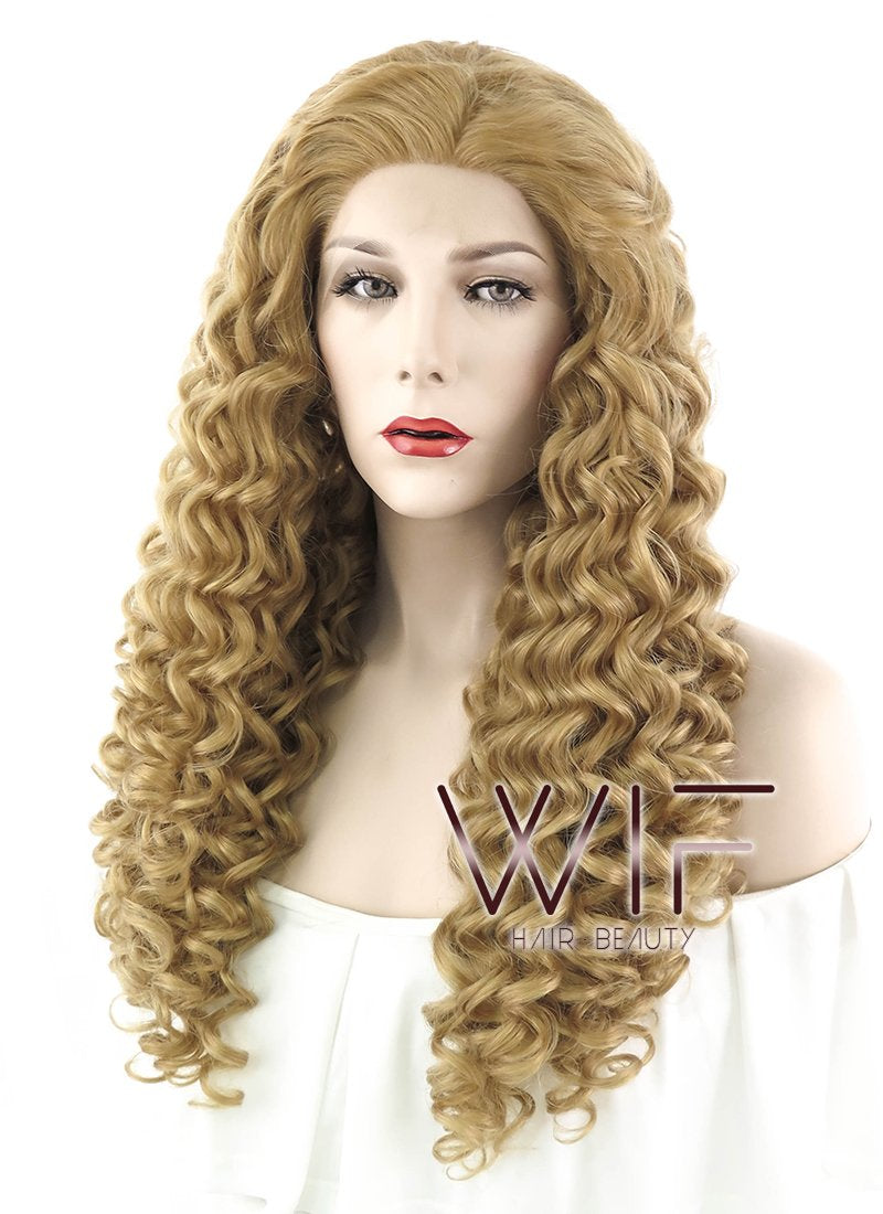 26" Spiral Curly Golden Blonde Lace Front Synthetic Wig LF1242