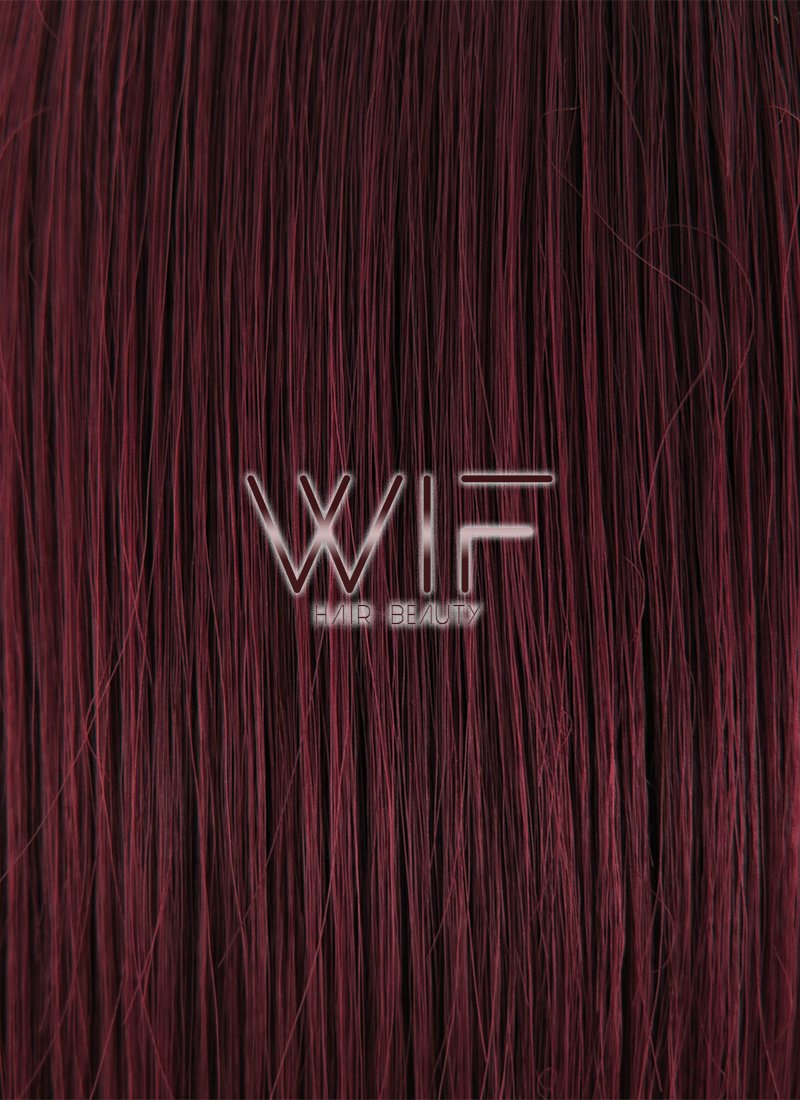 10" Straight Dark Burgundy With Dark Roots Lace Front Synthetic Wig LF1243