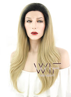 22" Straight Dark Burgundy With Dark Roots Lace Front Synthetic Wig LF1244