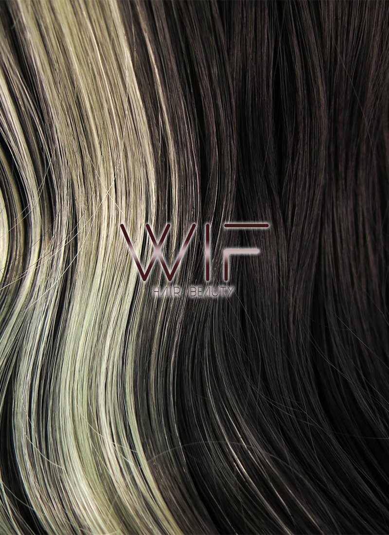 24" Wavy Black Mixed Light Blonde Lace Front Synthetic Wig LF1245