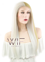 24" Straight White Mixed Light Blonde Lace Front Synthetic Wig LF1246