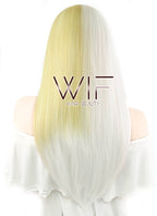 24" Straight White Mixed Light Blonde Lace Front Synthetic Wig LF1246