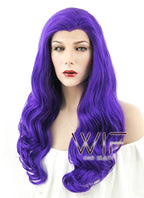 24" Wavy Purple Lace Front Synthetic Wig LF125