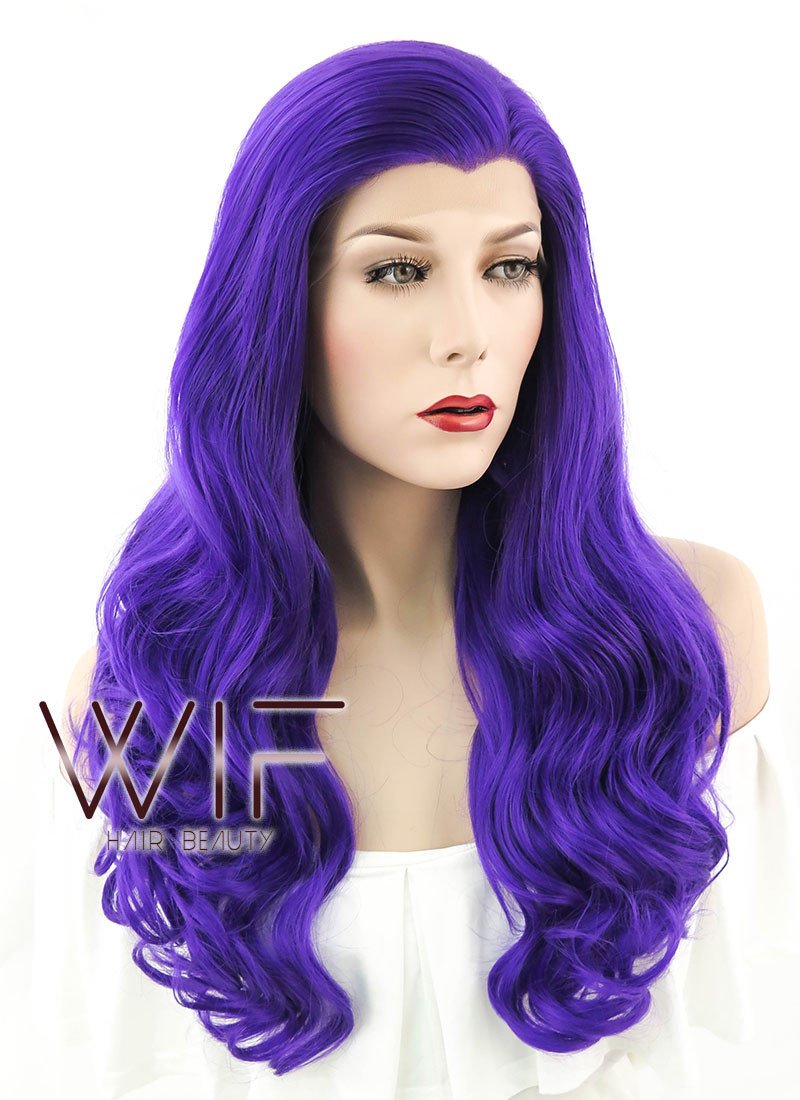 24" Wavy Purple Lace Front Synthetic Wig LF125