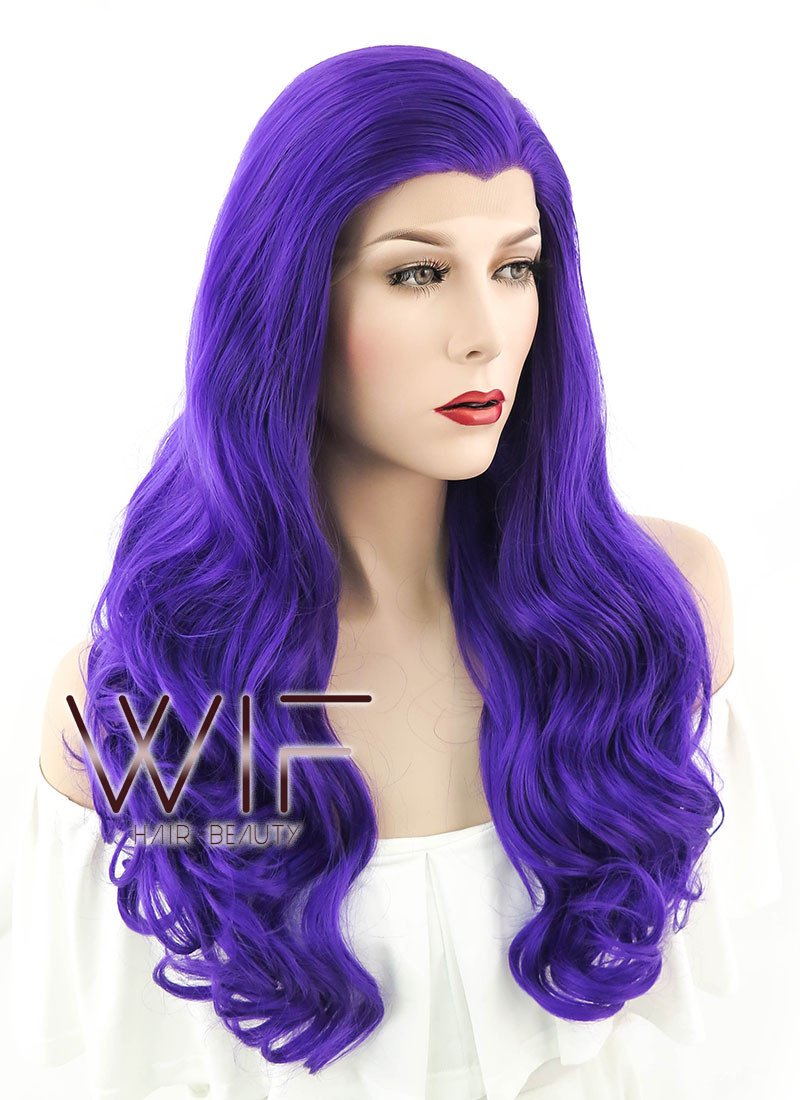 24" Wavy Purple Lace Front Synthetic Wig LF125