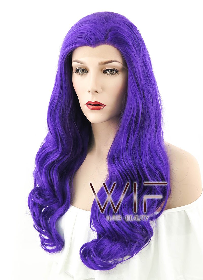 24" Wavy Purple Lace Front Synthetic Wig LF125