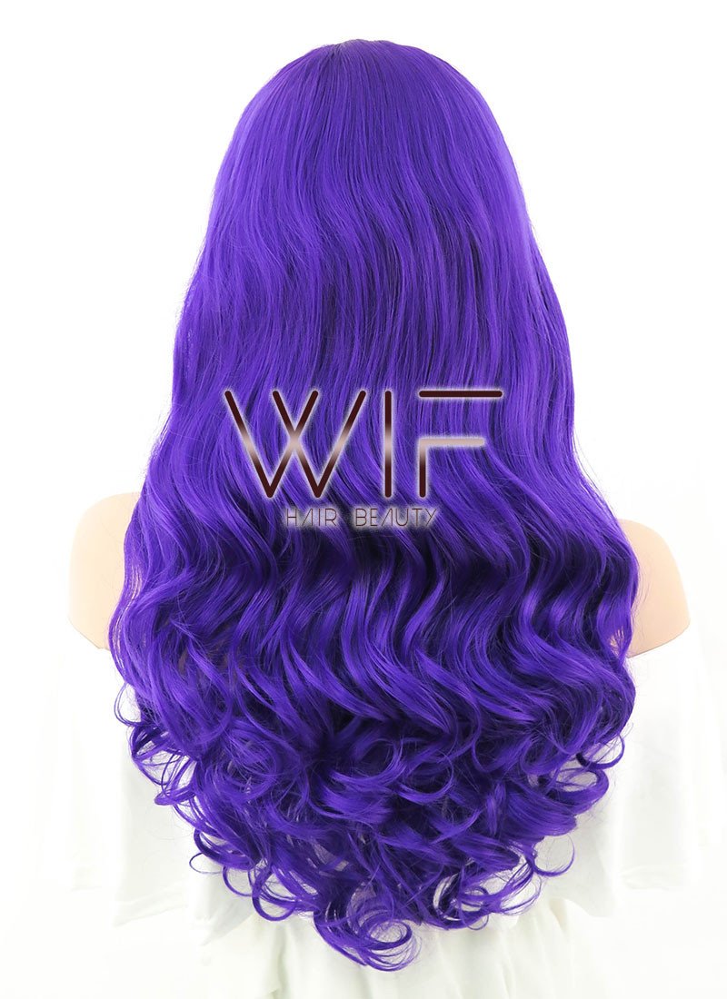24" Wavy Purple Lace Front Synthetic Wig LF125