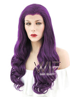 24" Wavy Dark Purple Lace Front Synthetic Wig LF126