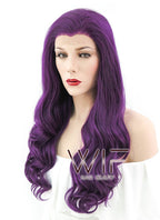 24" Wavy Dark Purple Lace Front Synthetic Wig LF126