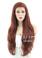 26" Wavy Reddish Brown Lace Front Synthetic Wig LF147