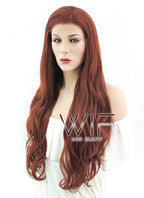 26" Wavy Reddish Brown Lace Front Synthetic Wig LF147