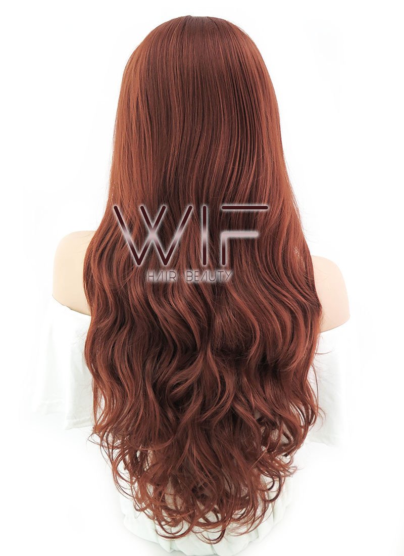 26" Wavy Reddish Brown Lace Front Synthetic Wig LF147