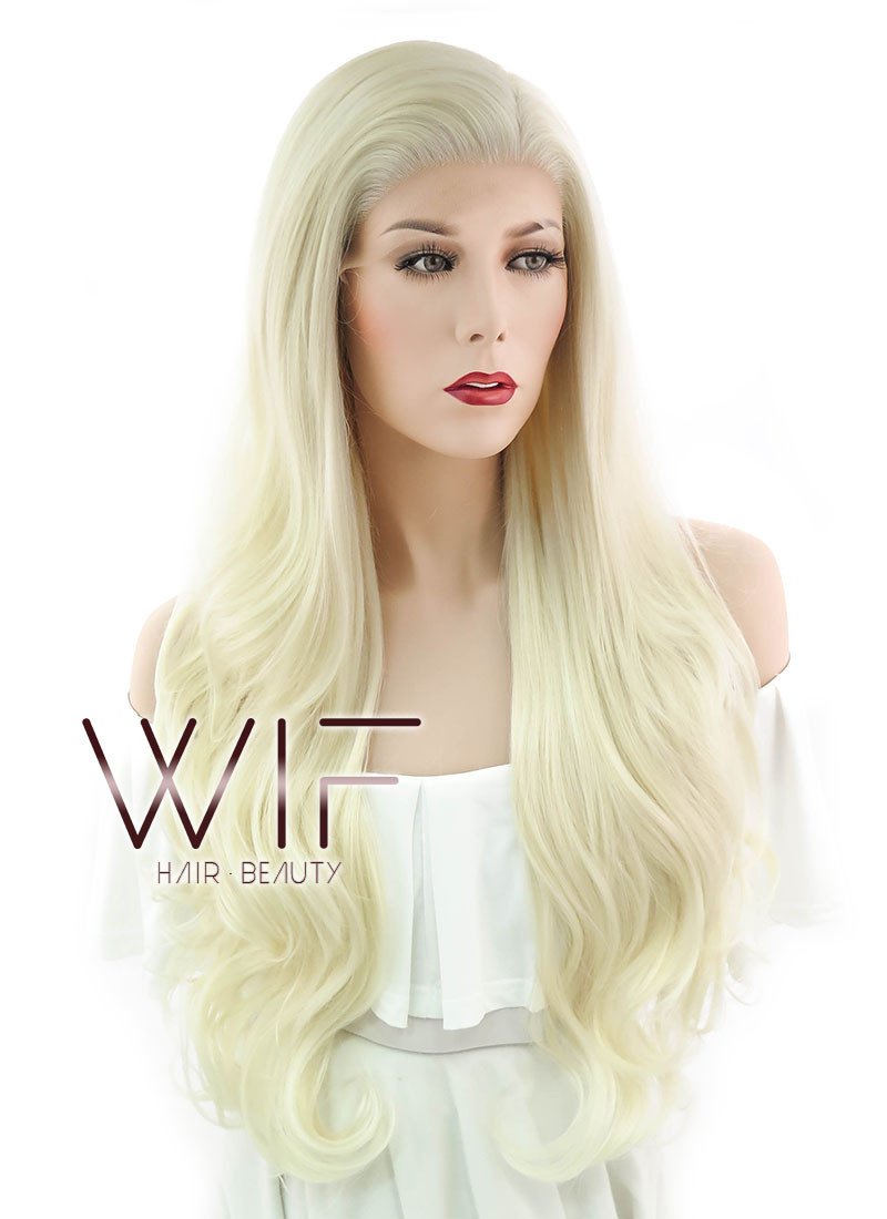26" Wavy Mixed Light Blonde Lace Front Synthetic Wig LF148