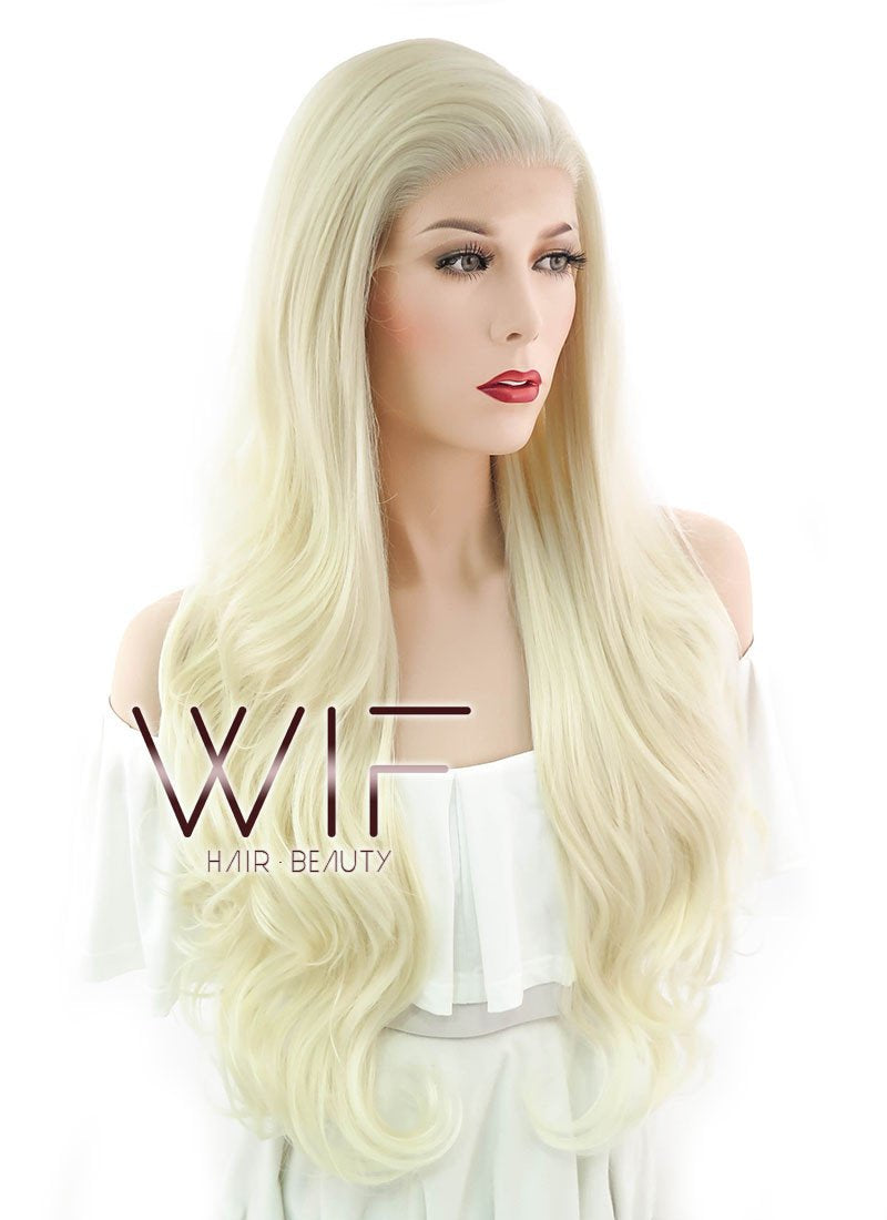 26" Wavy Mixed Light Blonde Lace Front Synthetic Wig LF148
