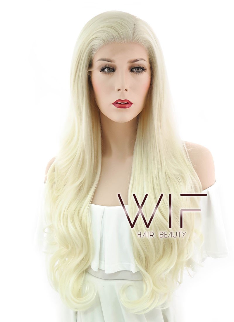 26" Wavy Mixed Light Blonde Lace Front Synthetic Wig LF148