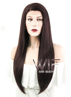 24" Straight Auburn Brown Lace Front Synthetic Wig LF149