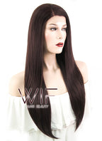 24" Straight Auburn Brown Lace Front Synthetic Wig LF149