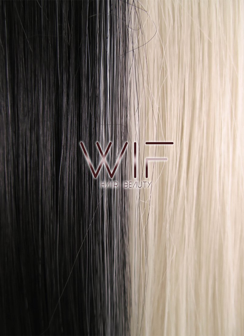 28" Straight Blonde Black Split Color Lace Front Synthetic Wig LF1507