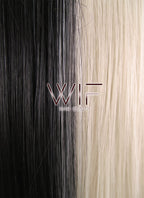 28" Straight Blonde Black Split Color Lace Front Synthetic Wig LF1507