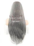 24" Straight Silver Grey Lace Front Synthetic Wig LF150A