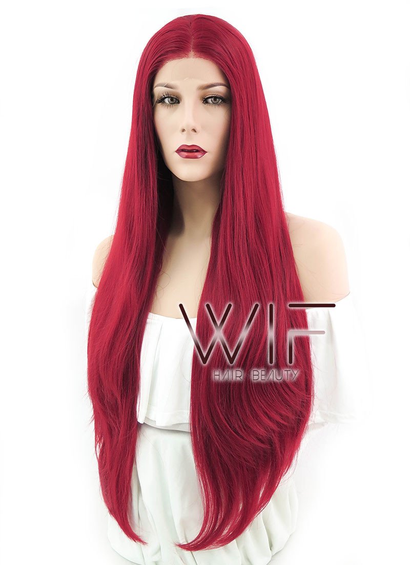 28" Straight Red Lace Front Synthetic Wig LF150C