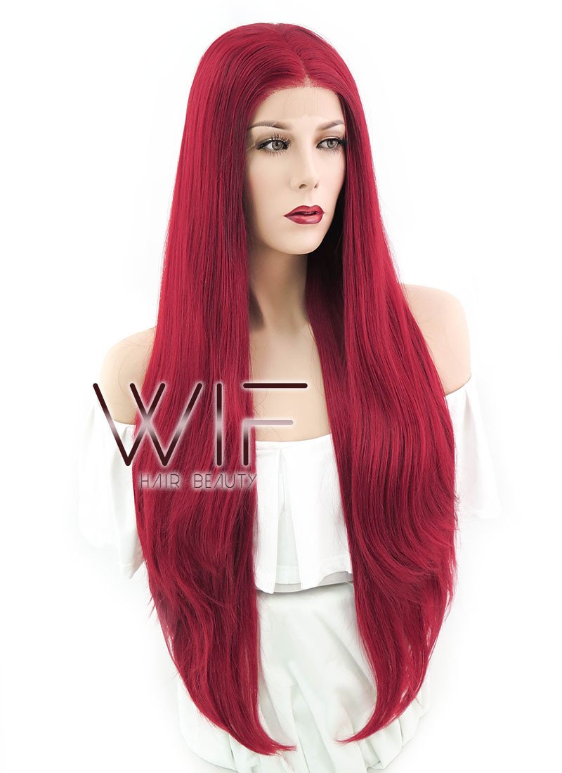 28" Straight Red Lace Front Synthetic Wig LF150C