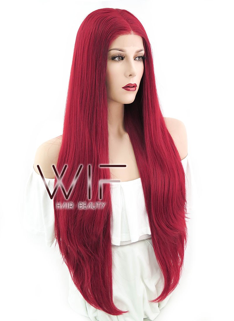 28" Straight Red Lace Front Synthetic Wig LF150C