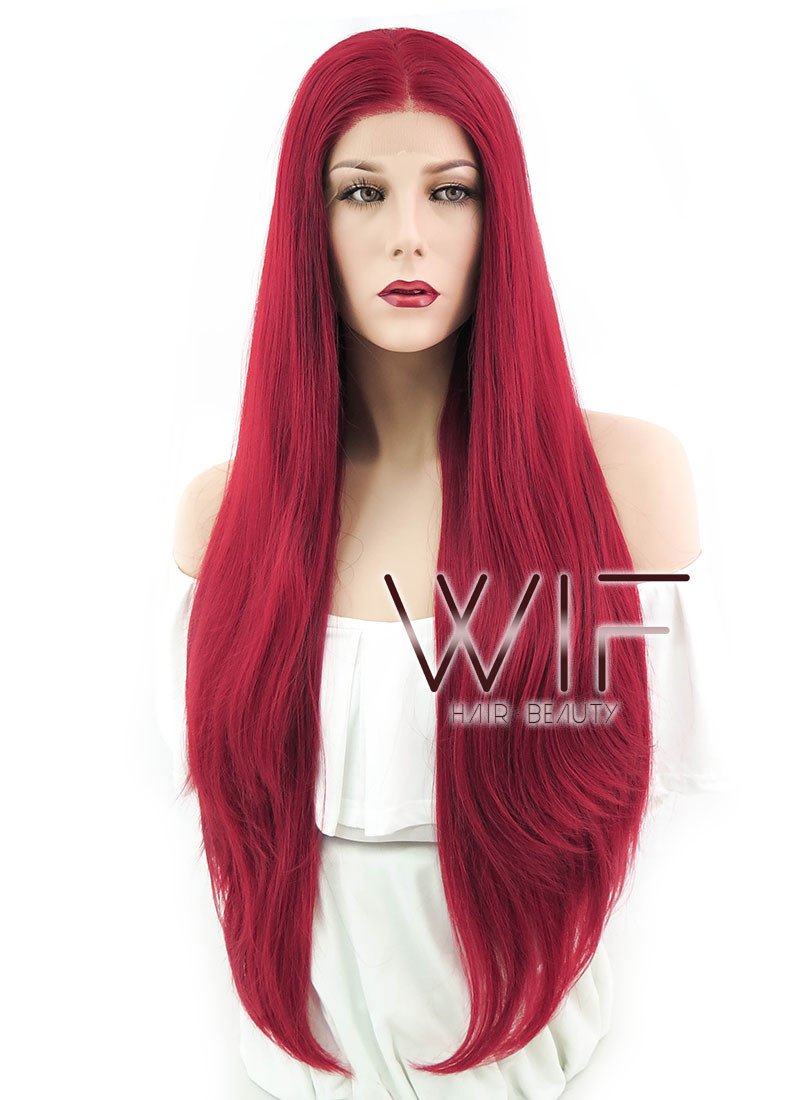 28" Straight Red Lace Front Synthetic Wig LF150C
