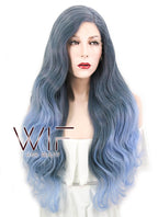 24" Wavy Two Tone Blue Lace Front Synthetic Wig LF1515